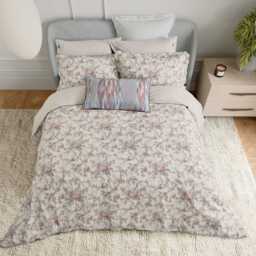 Bedeck of Belfast Estelle Double Duvet Cover Set, Chambray/Pink - thumbnail 2