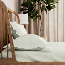By Bedeck 500 Thread Count Plain Dye Single Fitted Sheet, Sage - thumbnail 1