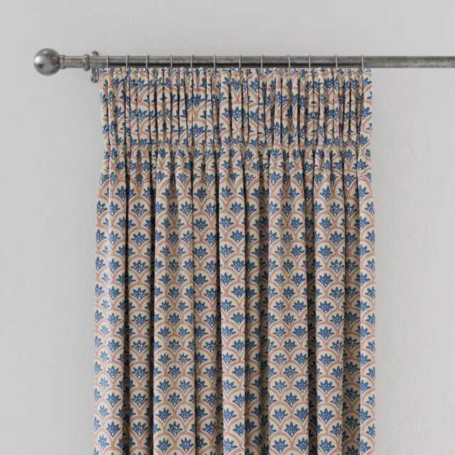"Land & Shore Dawn Lined Curtains 90"" x 54"", Blue/Red" - image 1