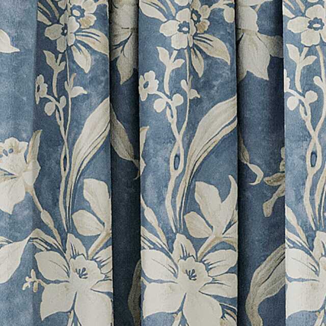 "V&A Daffodil Dreams Lined Curtains 66"" x 72"", Blue" - image 1