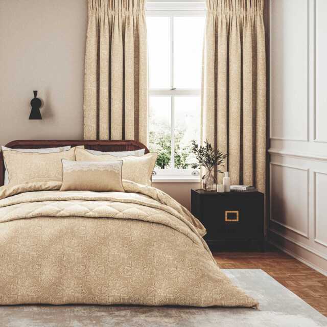 "1951 Layla Lined Curtains 66"" x 72"", Soft Gold" - image 1