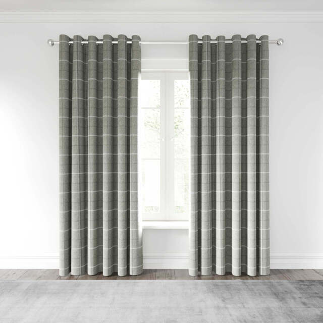 "Helena Springfield Harper Lined Curtains 66"" x 72"", Silver" - image 1