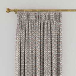 "Joules Floral Foulard Lined Curtains 66"" x 72"", Blue/Creme" - thumbnail 1