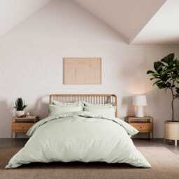 Luxury Sage Green Duvet Cover, Double, 500 Thread Count, 100% Cotton, By Bedeck  - thumbnail 2