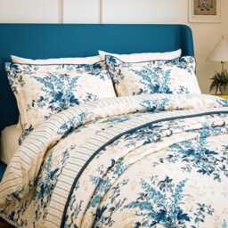 V&A Larkspur Meadow Single Duvet Cover SET, Blue - thumbnail 1