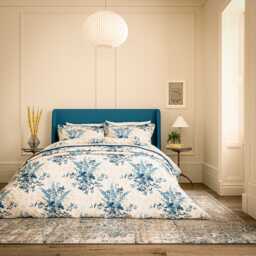 V&A Larkspur Meadow Single Duvet Cover SET, Blue - thumbnail 2