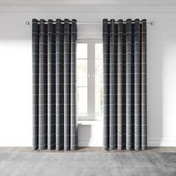 "Helena Springfield Harper Lined Curtains 90"" x 72"", Charcoal/Ginger"