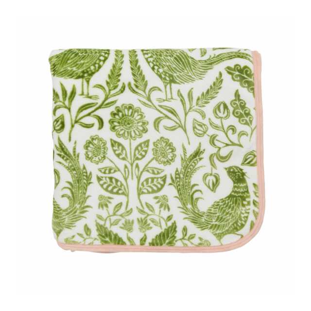 Helena Springfield Harvest Moon Pheasants Fleece Throw, Green/Pink - image 1