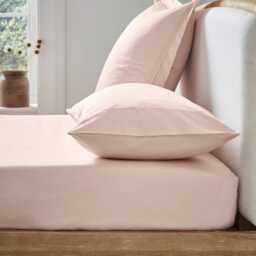 Ted Baker 250 Thread Count Plain Dye Double Fitted Sheet, Soft Pink