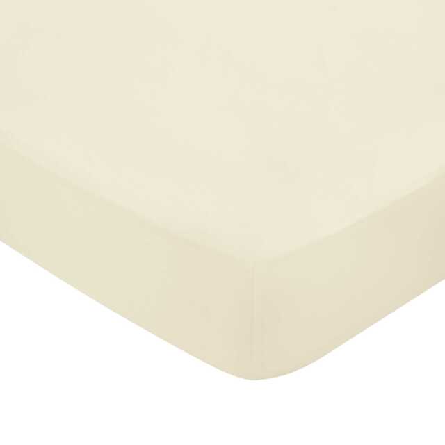 Bedeck of Belfast Fine Linens 400 Thread Count Sateen Plain Dye Super Kingsize Fitted Sheet, Chalk - image 1