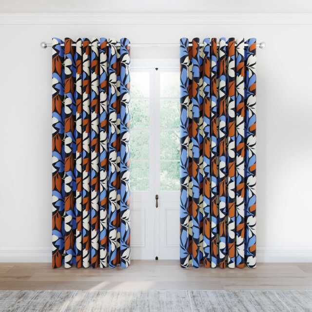 "Helena Springfield Simply Scandi Otto Lined Curtains 66"" x 54"", Blue" - image 1