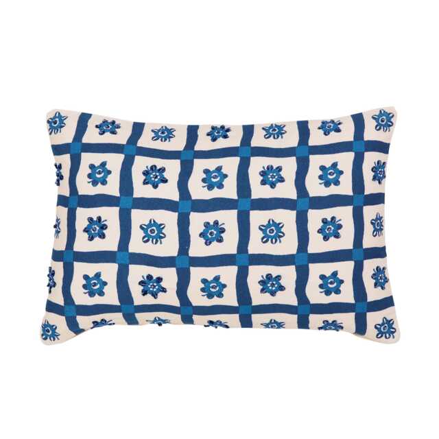 Land & Shore Sora Cushion 60cm x 40cm, Blue - image 1