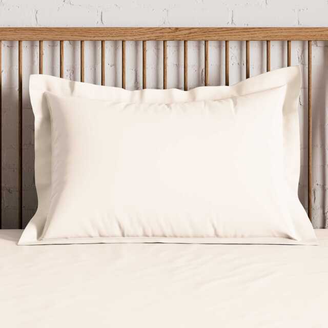 By Bedeck 500 Thread Count Plain Dye Pair of Oxford Pillowcases, Cream - image 1