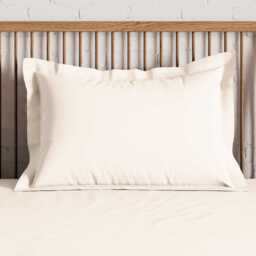 By Bedeck 500 Thread Count Plain Dye Pair of Oxford Pillowcases, Cream - thumbnail 1