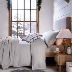 Murmur Laila Brushed Cotton Oxford Pillowcase, Cloud Grey - thumbnail 2