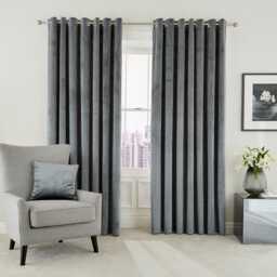 "Helena Springfield Escala Lined Curtains 66"" x 54"", Steel" - thumbnail 1