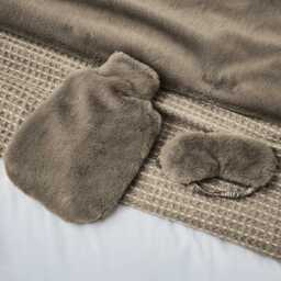 Murmur Skye Faux Fur Hot Water Bottle & Cover, Dark Linen - thumbnail 2