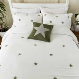 Helena Springfield Long Island Tufted Star Single Duvet Cover Set, Green - thumbnail 2