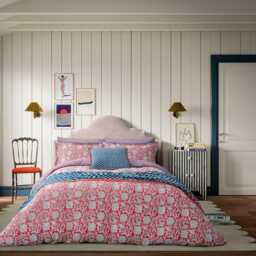 Land & Shore Rowallane Single Duvet Cover Set, Blue/Red - thumbnail 2