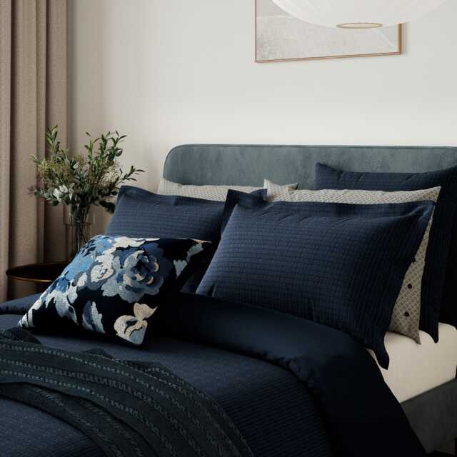 Bedeck of Belfast Imara Weave Double Duvet Cover Set, Navy