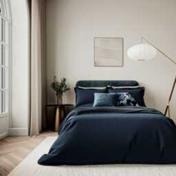 Bedeck of Belfast Imara Weave Double Duvet Cover Set, Navy - thumbnail 2