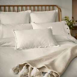 William Morris Pure Linen Cotton Single Duvet Cover, White