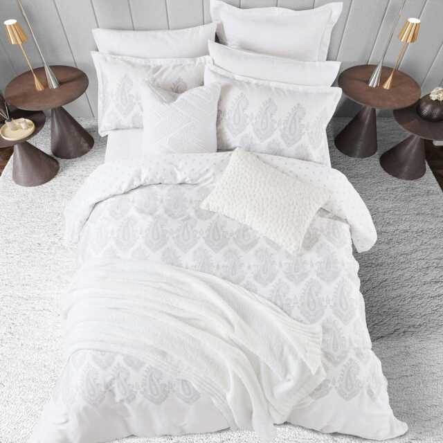 Nalu Nicole Scherzinger Dalisay Kingsize Duvet Cover Set, White & Silver - image 1