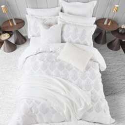 Nalu Nicole Scherzinger Dalisay Kingsize Duvet Cover Set, White & Silver