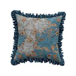 Morris & Co X Emery Walker Bird Cushion 50cm x 50cm, Webb's Blue - thumbnail 1