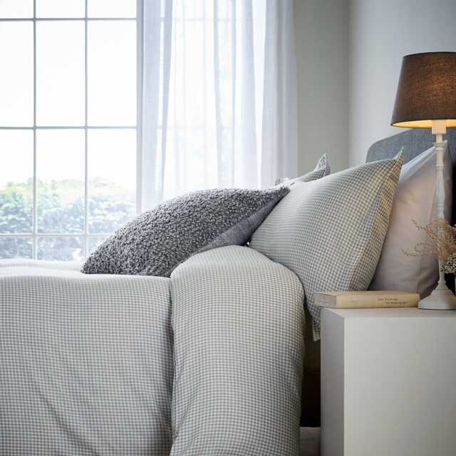 Murmur Alia Washed Gingham Single Duvet Cover Set, Cloud Grey - image 1