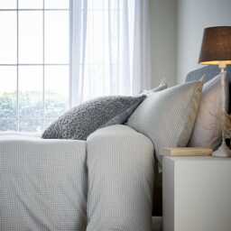 Murmur Alia Washed Gingham Single Duvet Cover Set, Cloud Grey - thumbnail 1
