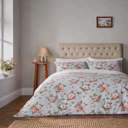 Helena Springfield Fable Wild Rose Single Duvet Cover SET, Duck Egg & Powder Pink - thumbnail 2