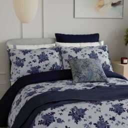 Bedeck of Belfast Freya Single Duvet Cover Set, Midnight Blue - thumbnail 1