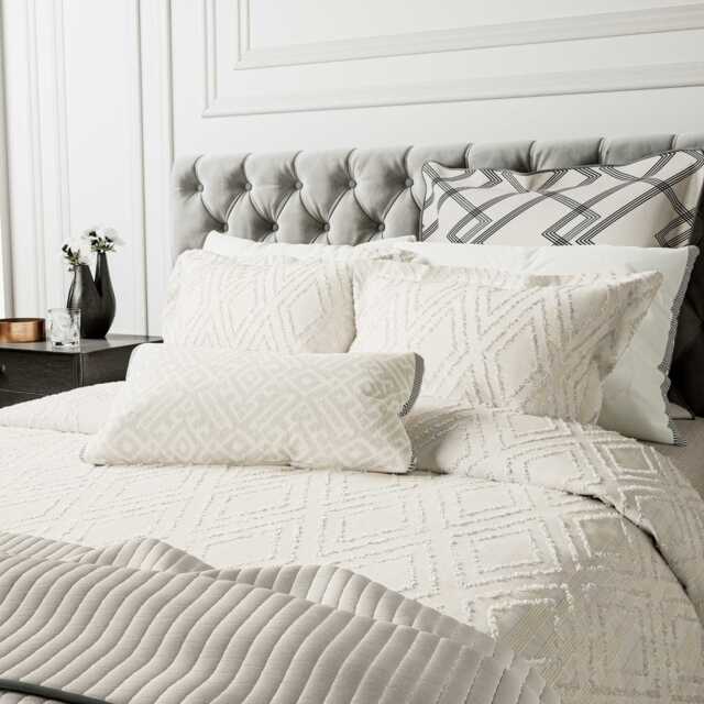 Bedeck of Belfast Emani Clipped Weave Double Duvet Cover, Chalk - image 1