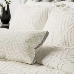 Bedeck of Belfast Emani Clipped Weave Double Duvet Cover, Chalk - thumbnail 2