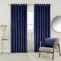 "Helena Springfield Escala Lined Curtains 66"" x 54"", Electric Blue" - thumbnail 1