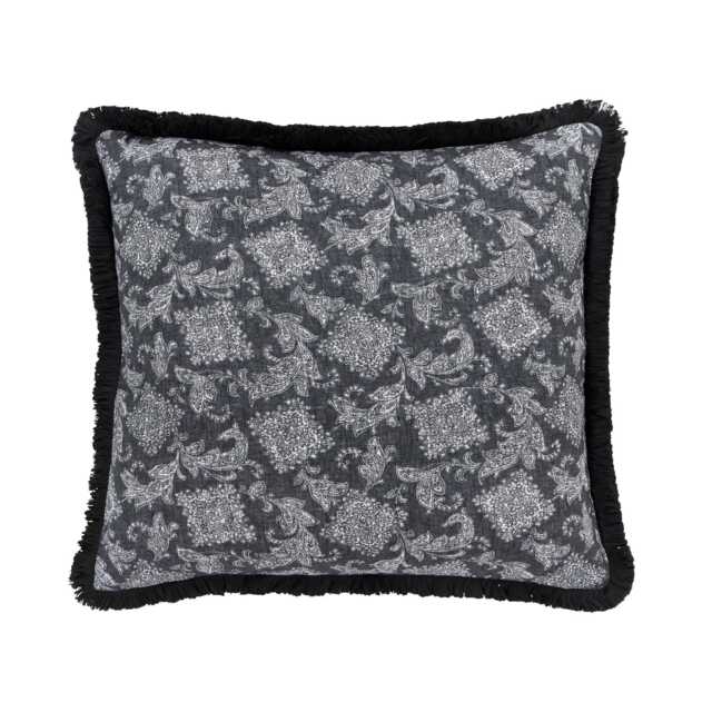 Bedeck of Belfast Florence Cushion 50cm x 50cm, Chalk/Charcoal - image 1