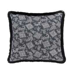 Bedeck of Belfast Florence Cushion 50cm x 50cm, Chalk/Charcoal - thumbnail 1