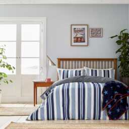 Helena Springfield Long Island Huntington Stripe Double Duvet Cover SET, Blue - thumbnail 2