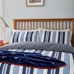 Helena Springfield Long Island Huntington Stripe Double Duvet Cover SET, Blue - thumbnail 1
