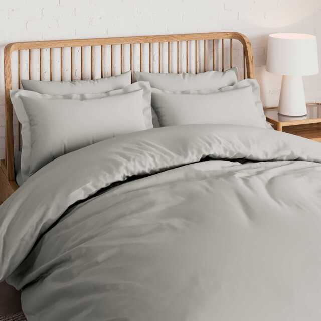 Luxury Silver Duvet Cover, Single, 500 Thread Count, 100% Cotton, By Bedeck - image 1