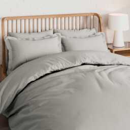 Luxury Silver Duvet Cover, Single, 500 Thread Count, 100% Cotton, By Bedeck  - thumbnail 1