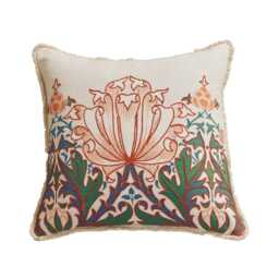 Morris & Co Helena Cushion 50cm x 50cm, Peach & Teal