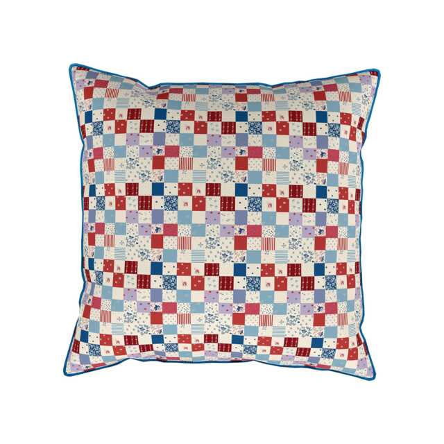 Land & Shore Seaforde Cushion 50cm x 50cm, Blue/Red - image 1