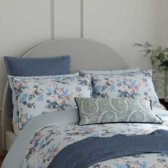 Bedeck of Belfast Delphine Single Duvet Cover Set, Chambray Blue - image 1