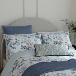 Bedeck of Belfast Delphine Single Duvet Cover Set, Chambray Blue - thumbnail 1