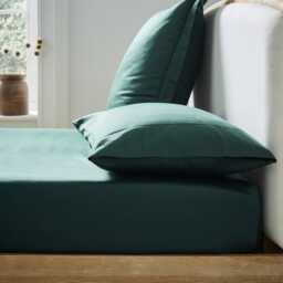 Ted Baker 250 Thread Count Plain Dye Double Fitted Sheet, Forest