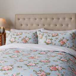 Helena Springfield Fable Wild Rose Kingsize Duvet Cover SET, Duck Egg & Powder Pink - thumbnail 1
