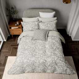 Bedeck of Belfast Cora Double Duvet Cover Set, Linen/Grey - thumbnail 1