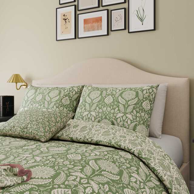 Helena Springfield Harvest Moon Sunflowers Kingsize Duvet Cover SET, Green - image 1